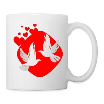 Taube der Liebe auf rotem Hintergrund - Tasse - Weiß - Rechts