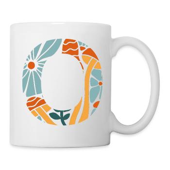 Letter o groovy Blumen Geschenkidee - Tasse - Weiß - Rechts