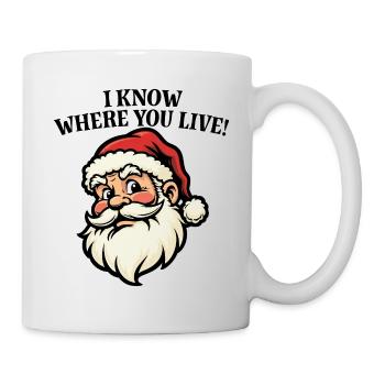 Je sais où tu habites - Père Noël - Mug blanc - blanc - Droite