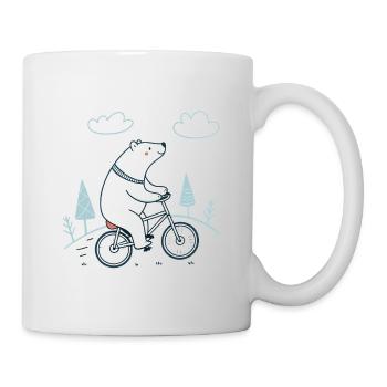 Eisbär auf dem Fahrrad in der sanften Landschaft - Tasse - Weiß - Rechts