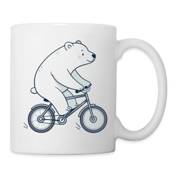 Polar bear on cartoon bike - Mug - white - Right