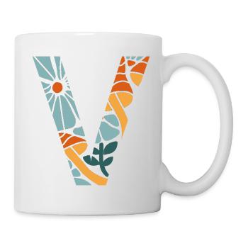 Geschenkidee für groovige Blumen mit dem Buchstaben v - Tasse - Weiß - Rechts