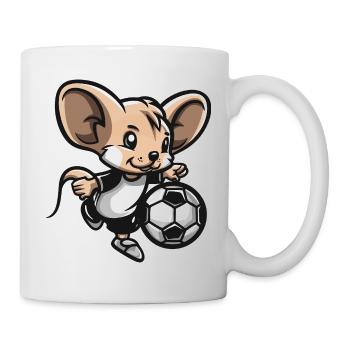 Maus Fußballheld Cartoon-Illustration - Tasse - Weiß - Rechts