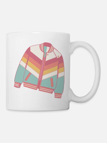 Pastellfarbene Retro-Jacke - Tasse - Weiß