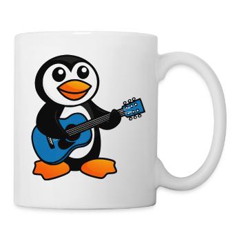 pingouin drôle avec guitare musicien de dessin animé - Mug blanc - blanc - Droite