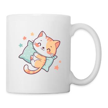 Cuddly Cat on Star Pillow - Mug - white - Right