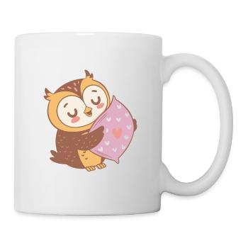 Hibou Doux Étreinte Cœur - Mug blanc - blanc - Droite
