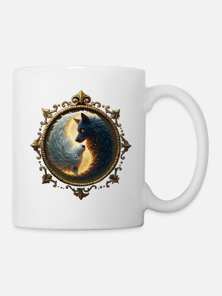 Mondwölfe im Kreis - Tasse - Weiß