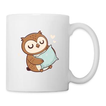 Kuschelige Eule und Sternenwolke - Tasse - Weiß - Rechts