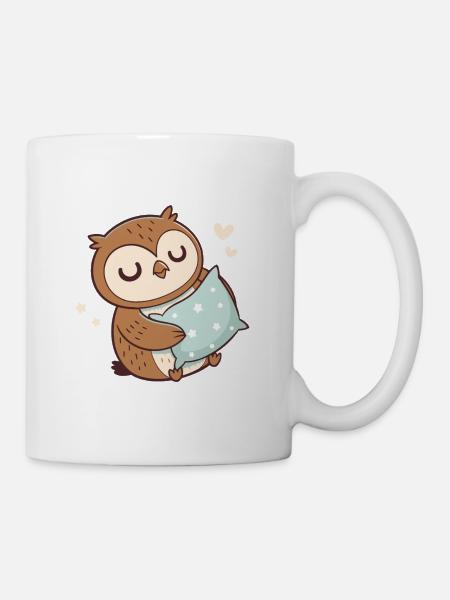 Kuschelige Eule und Sternenwolke - Tasse - Weiß