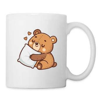 Soft cuddly bear on pillow - Mug - white - Right