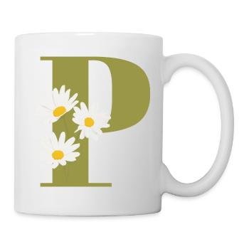 Grüne Gänseblümchen Buchstabe p - Tasse - Weiß - Rechts