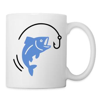 Pêche au poisson sur hameçon logo - Mug blanc - blanc - Droite