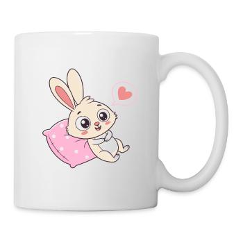 Pink Heart Bunny on Cozy Pillow - Mug - white - Right