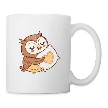 Hibou câlin cœur - Mug blanc - blanc - Droite