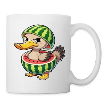 Grumpy duck with watermelon summer design - Mug - white - Right