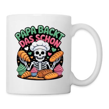 Daddy bakes this nice skeleton chef - Mug - white - Right