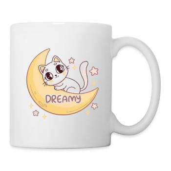 Traumhafte Mondkatze - Tasse - Weiß - Rechts