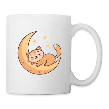 Dreamy kitten on golden moon - Mug - white - Right