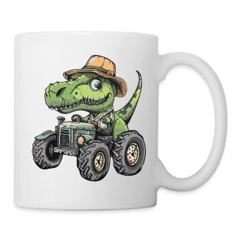 Dinosaurier T-Rex Traktor Farmer - Tasse - Weiß - Rechts