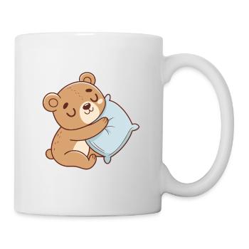 Ourson câlin et coussin bleu - Mug blanc - blanc - Droite