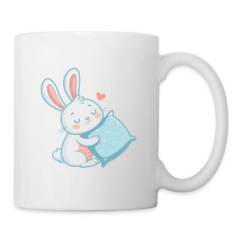 Pastel cuddly bunny and heart pillow - Mug - white - Right