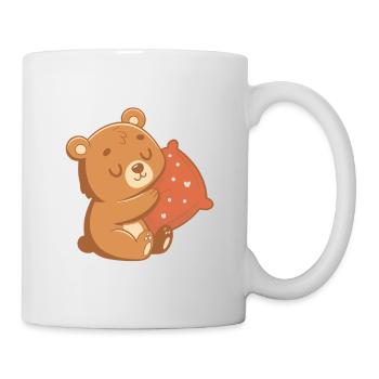 Kuschelbär und Herzkissen - Tasse - Weiß - Rechts