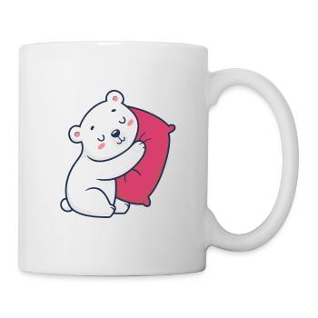 Polar bear hug and pink pillow - Mug - white - Right