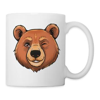 Zwinkender Bär Cartoon - Tasse - Weiß - Rechts