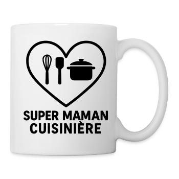 Super maman cuisinière – Cœur cuisine - Mug blanc - blanc - Droite