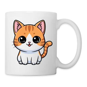 Orangefarbene getigerte Kawaii-Katze - Tasse - Weiß - Rechts