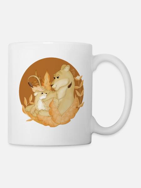 Lionne et lionceau - Mug blanc - blanc