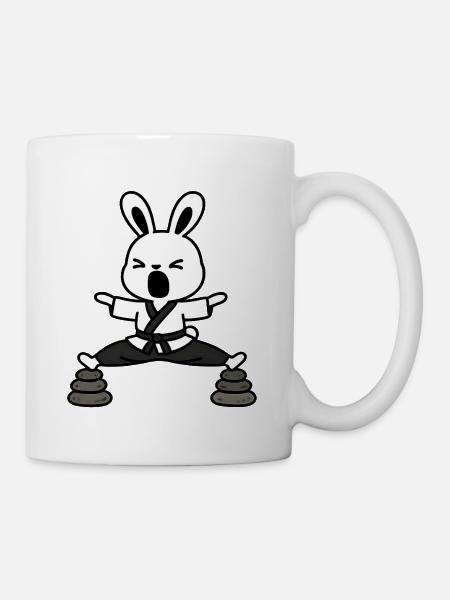 Lapin Zen Kata sur Pierres - Mug blanc - blanc
