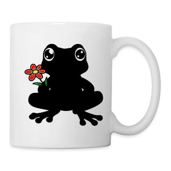 Frog with flower silhouette, silhouette black - Mug - white - Right