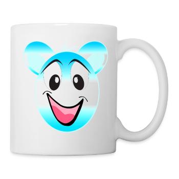 Fröhlicher Blau Weiß Bärenmaskottchen - Tasse - Weiß - Rechts