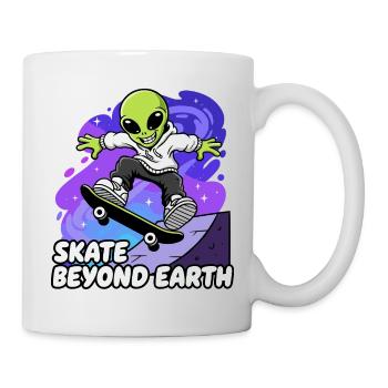 Skateur extraterrestre au-delà de la Terre - Mug blanc - blanc - Droite