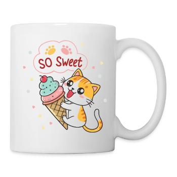 Chat gourmand avec glace pastel - Mug - white - Right
