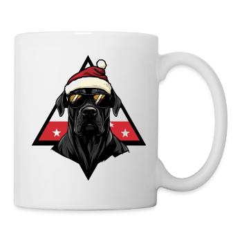 Weihnachts-Hund mit Sonnenbrille - Tasse - Weiß - Rechts