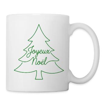 Joyeux Noël Tannenbaum Frankreich Weihnachtsdesign - Tasse - Weiß - Rechts