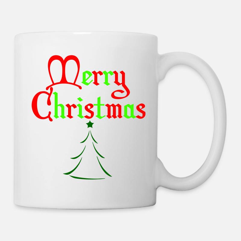 Frohe Weihnachts-Gotikbaum - Tasse - Weiß