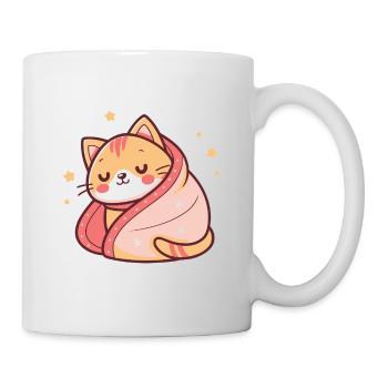 Schläferkatze in rosa Sterne gehüllt - Tasse - Weiß - Rechts