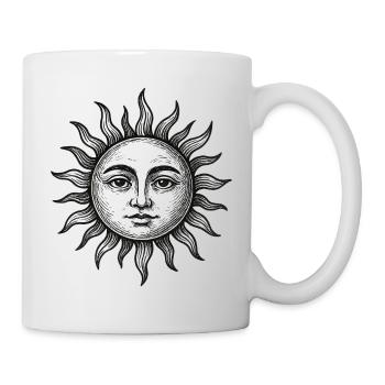 Croquis du visage du soleil en style nocturne - Mug blanc - blanc - Droite