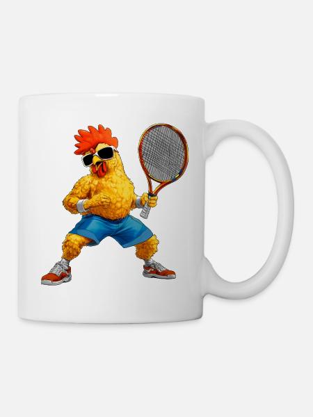 Huhn Tennisspieler - Tasse - Weiß