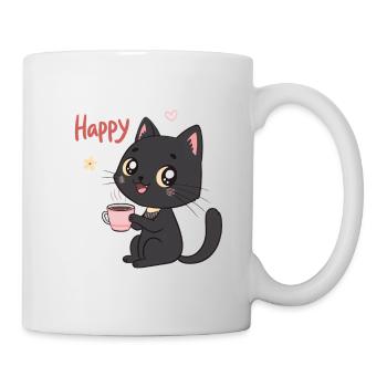 Black Cat Smiling Sweet Coffee - Mug - white - Right