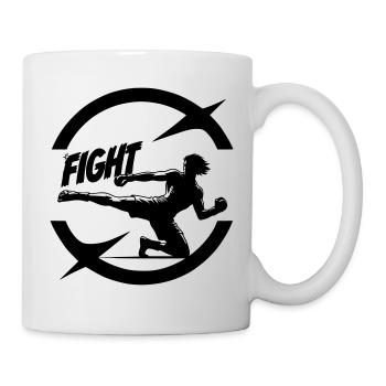 Cooles Kickboxer Emblem mit Fight Text - Tasse - Weiß - Rechts