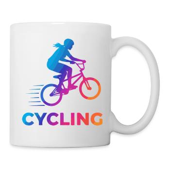 BMX Girl Cyclist Silhouette Gradient - Tasse - Weiß - Rechts