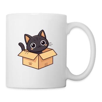 Curious Cat in a Cartoon Box - Mug - white - Right