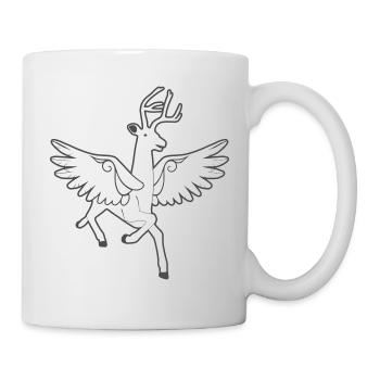 Winged deer – noble heraldic animal forest - Mug - white - Right