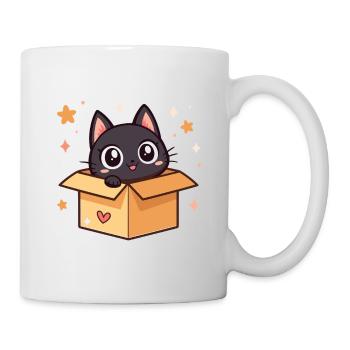 Cute black cat in a box - Mug - white - Right
