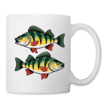Zwei Barsche – Anglerdesign für Sportfischer - Tasse - Weiß - Rechts